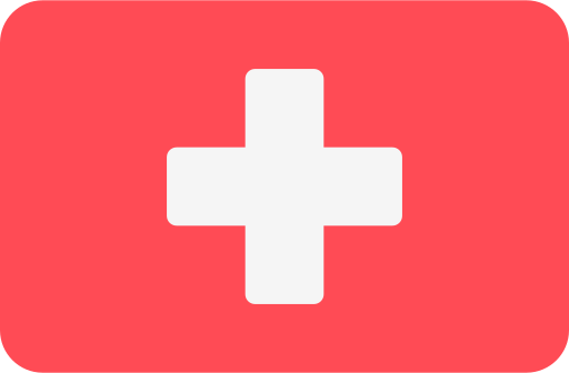 Flag of Switzerland National flag of Switzerland, featuring a bold white cross centered on a red square background.