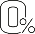 Zero Percent Fee Icon Icon displaying “0%” with a currency symbol or coin, representing zero fees or commission-free trading.
