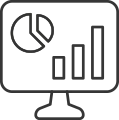 Market Insights Icon Icon representing market insights, featuring a magnifying glass over a stock chart or graph symbolizing in-depth market analysis.